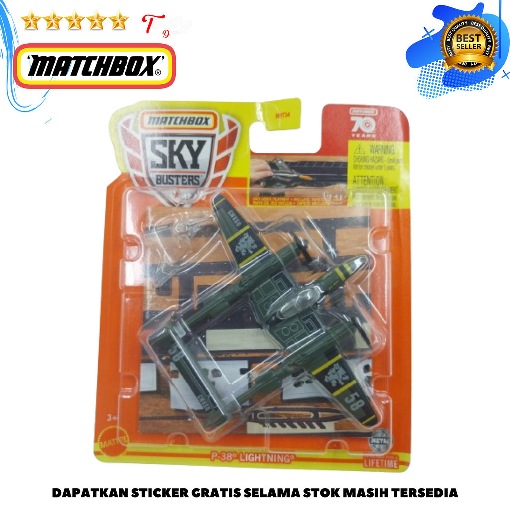 Jual Matchbox MBX Sky Busters P-38 Lightning Army Helicopter Pesawat ...
