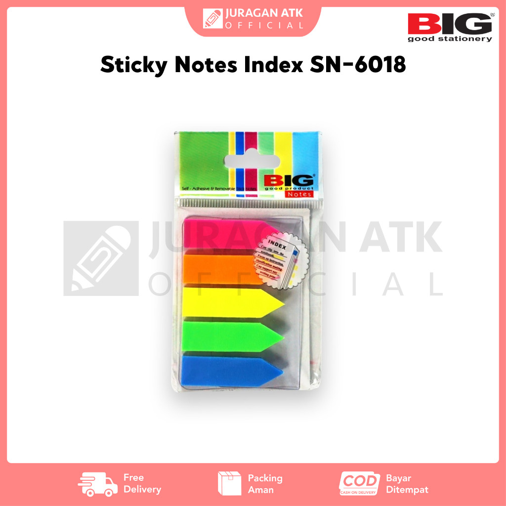 Jual Sticky Notes Index BIG 5 Colour SN-6018 / Pembatas Penanda BIG ...