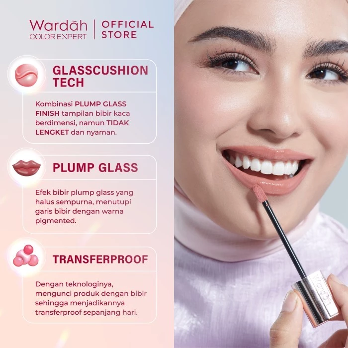 Wardah Glasting Liquid Lip: Liptint Ringan, Hi-Pigmented dan Transferproof, Tidak Lengket