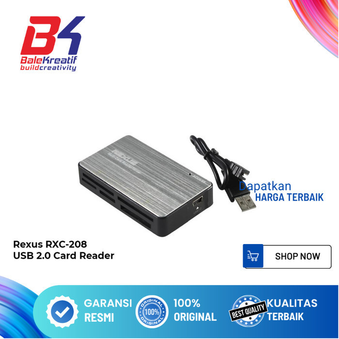 Jual REXUS Card Reader RXC 208 USB 2.0 Alumunium 6 Slot Micro SD SD ...