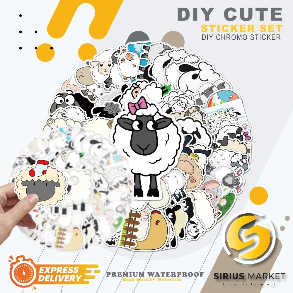 Jual 45 PCS Stickers Series Cute Animal Sheep Domba Graffiti Waterproof ...
