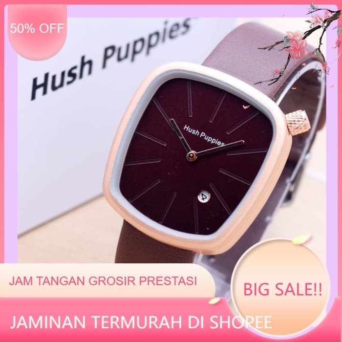 Jual Jam Tangan Couple Wanita Pria Hush Puppies Fashion Segi Kulit