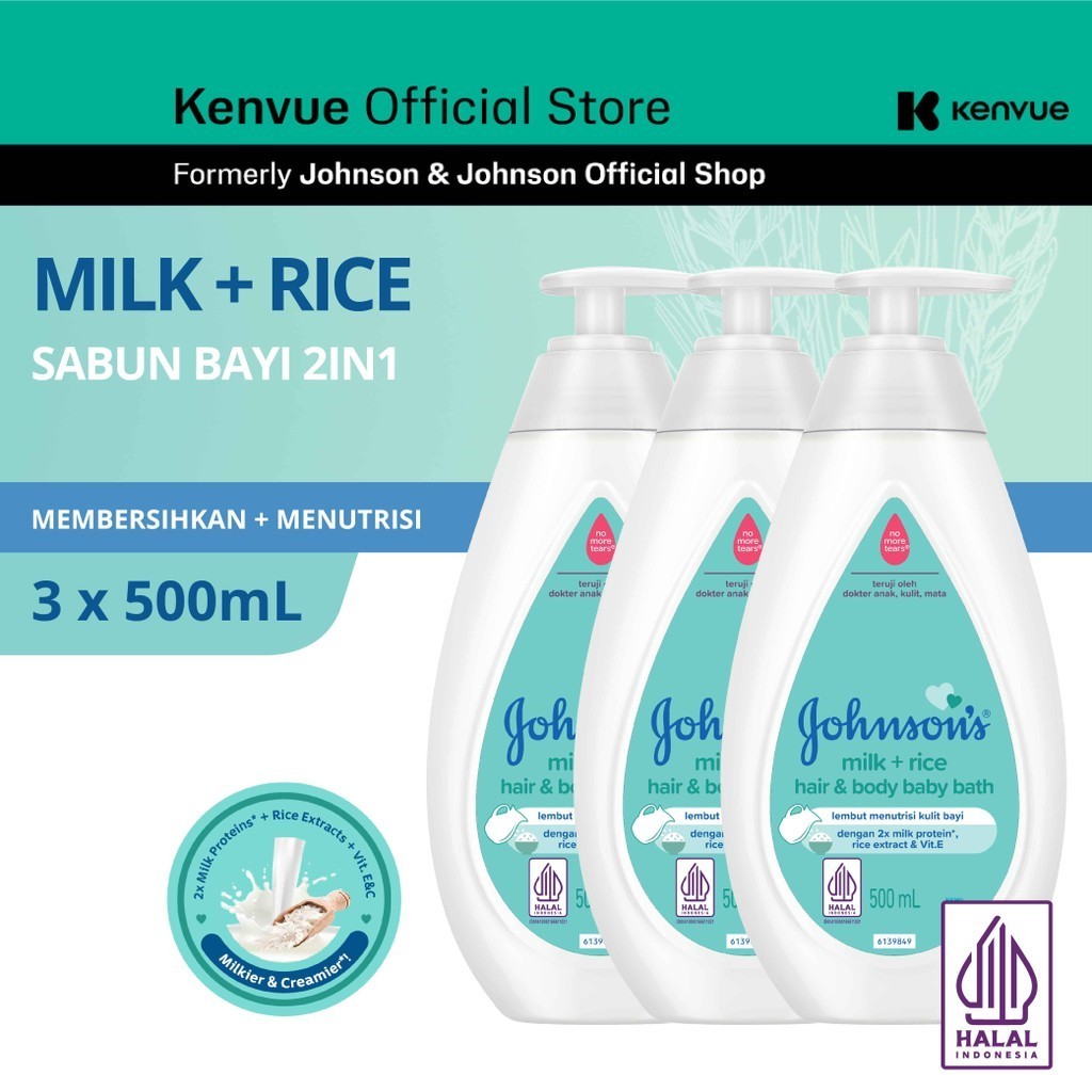 Jual JOHNSON'S Milk + Rice Hair & Body Baby Bath - Sabun Bayi 2in1 ...