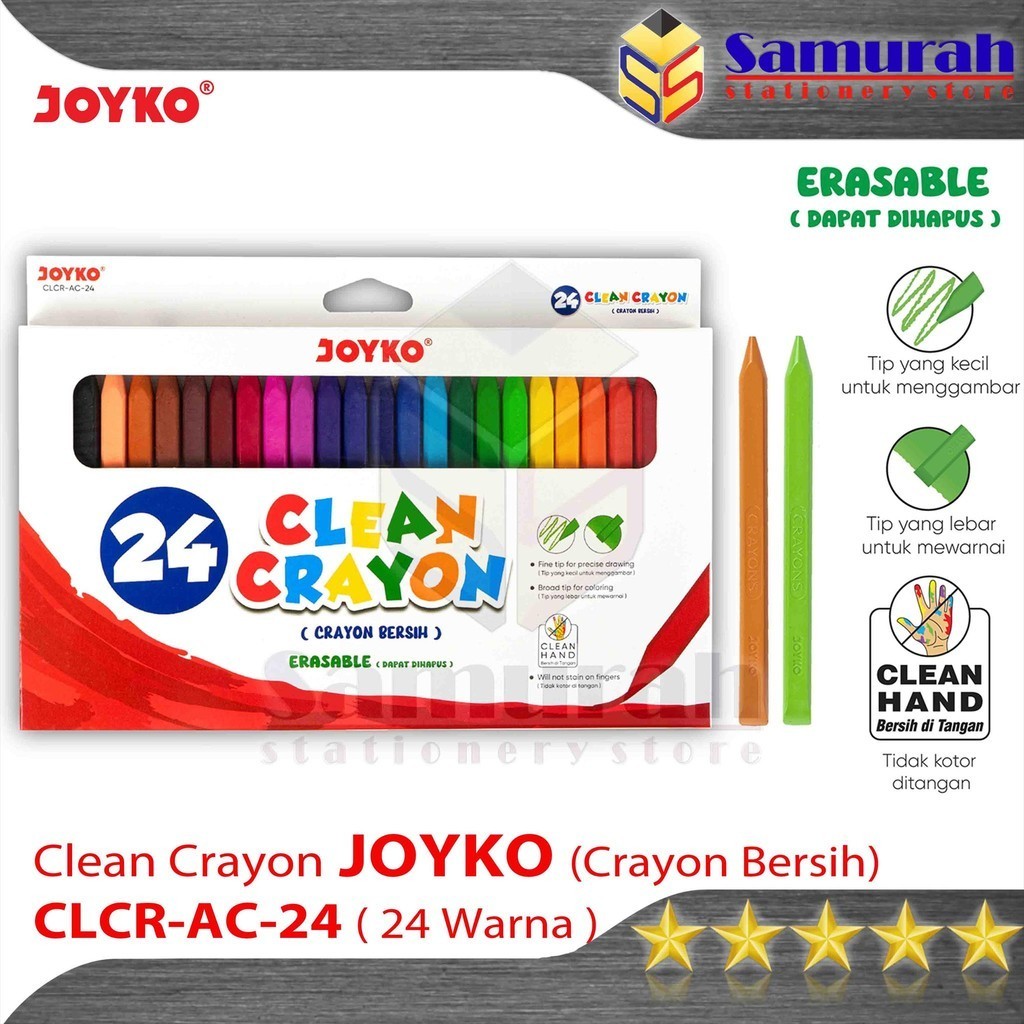 Jual Clean Crayon CLCR AC 24 Colors / Krayon Bersih 24 Warna Dapat ...