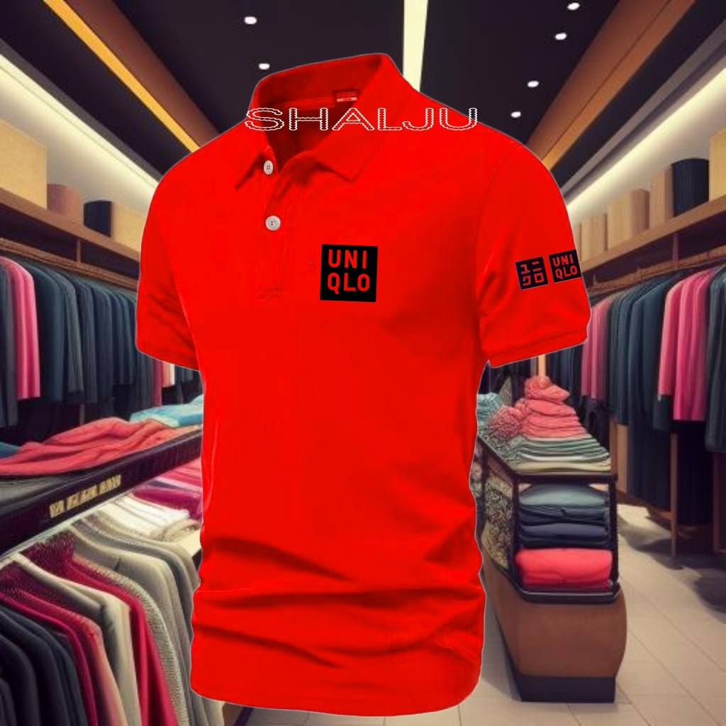 Jual Kaos Poloshirt Un Qlo Lengan Pendek Tex Hitam Baju Kaos Kerah