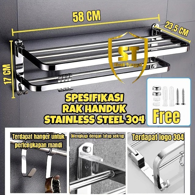 Jual RAK HANDUK SUS 304 SILVER STAINLESS - GANTUNGAN HANDUK DINDING ...