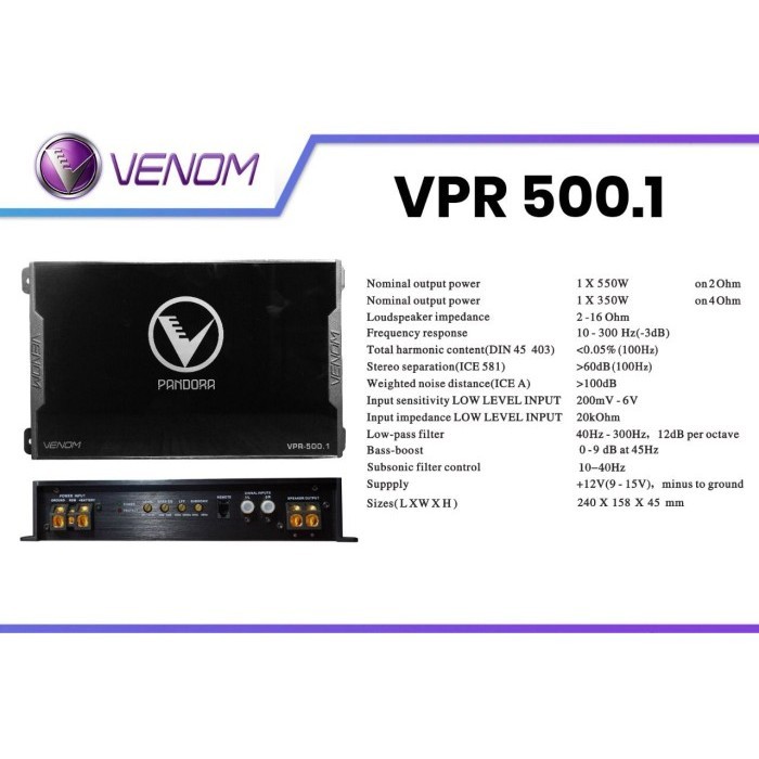 Jual PROMO!! [COD] Power monoblock Venom Pandora VPR 500.1 monoblok ...