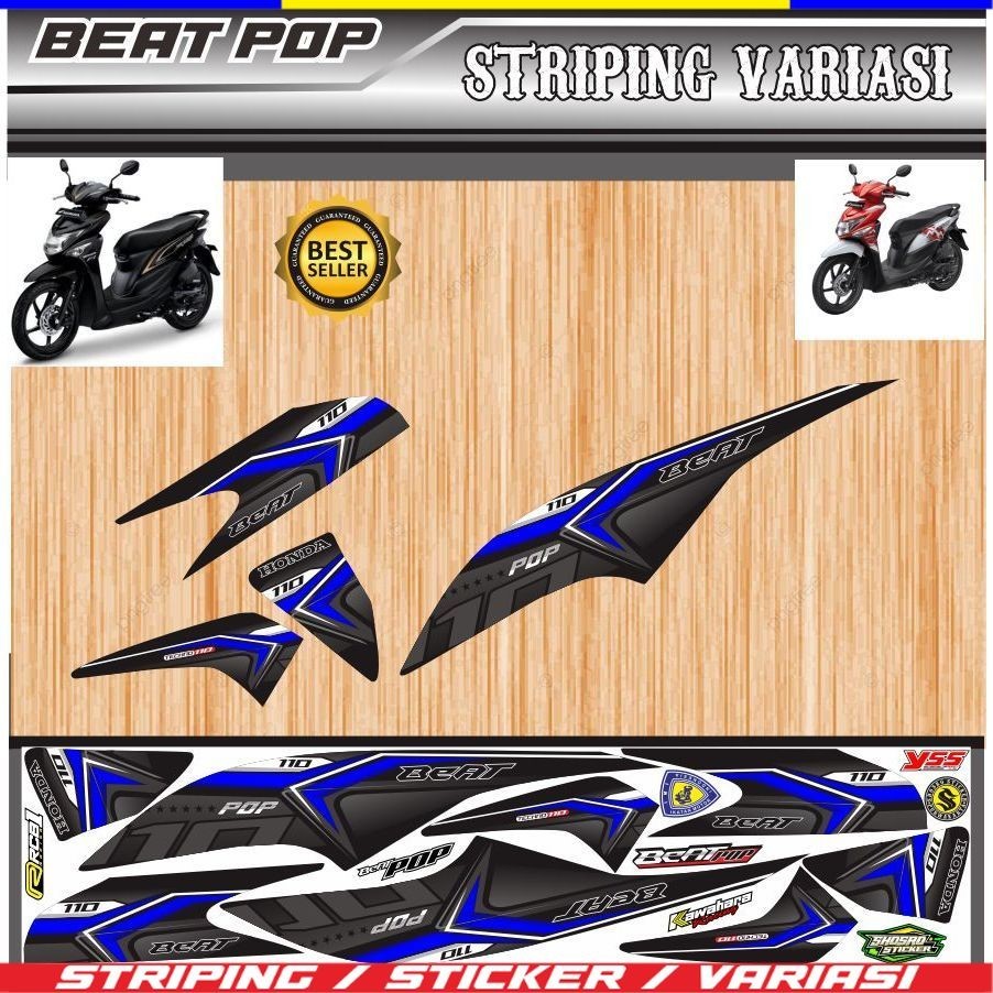 Jual Stiker Striping Motor Honda Beat Pop Fi Variasi Motif Terbaru Simple Polet Striping