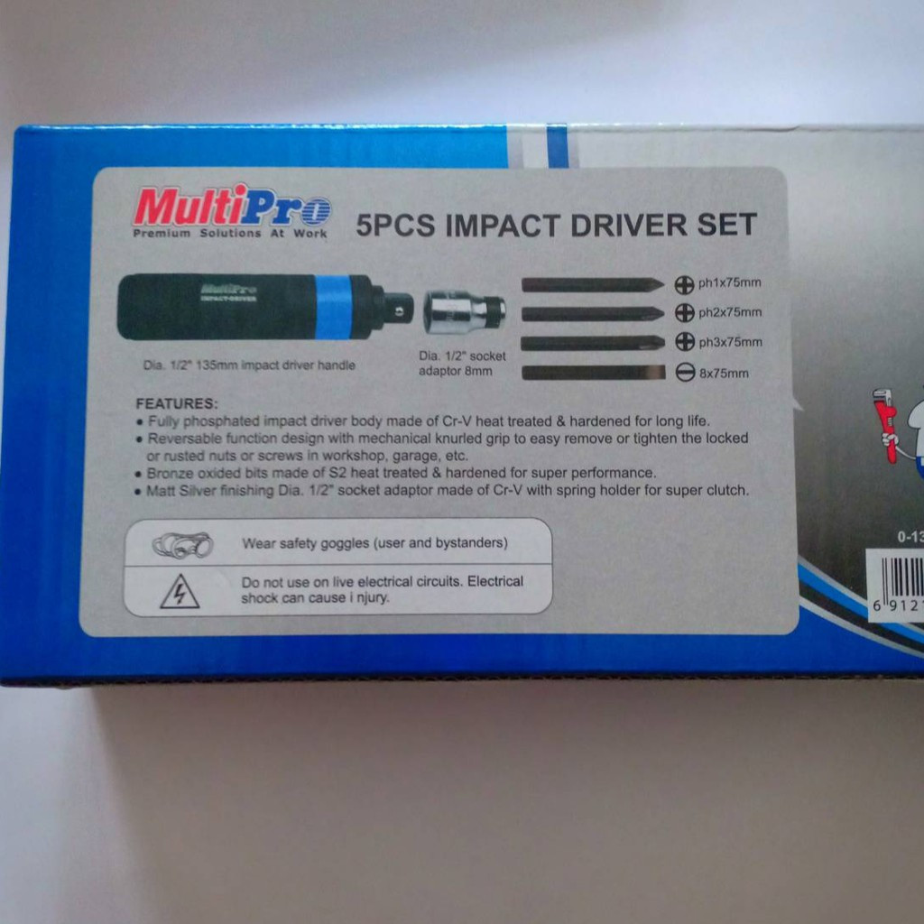 Jual MULTIPRO Obeng Ketok 5 pcs Impact Driver Set Obeng Gedor Obeng ...
