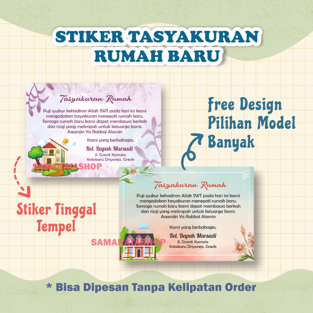 Jual Stiker Tasyakuran Rumah Baru kartu syukuran pindah rumah Stiker