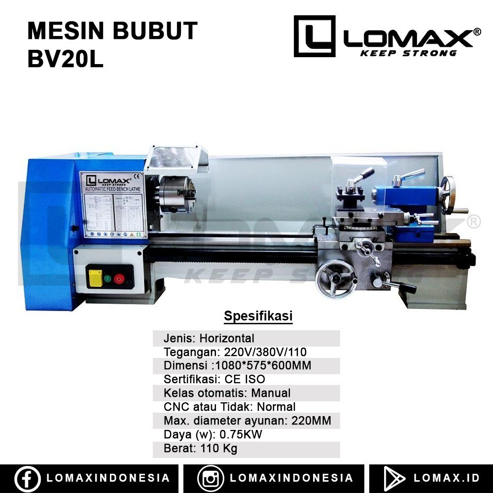 Jual Mesin Bubut Besi Lathe Bv 20 L Lomax Terbaik Shopee Indonesia 