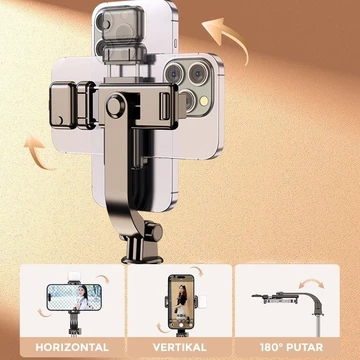 Tongsis Bluetooth 4in1 R1S L 1.7M Tripod Remote LED Tinggi Tongsis 170cm 3 Kaki Stand Kokoh