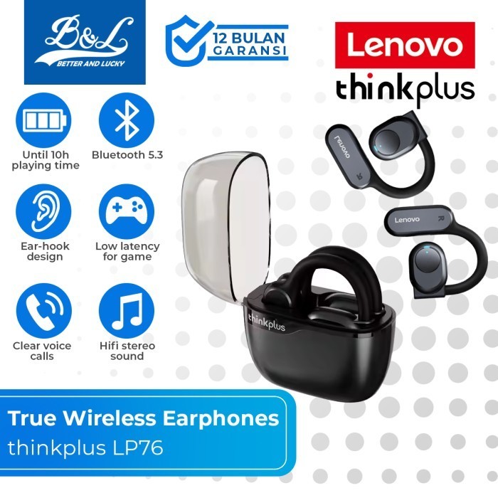 Jual LENOVO Thinkplus LP76 Ear-hook TWS Wireless Earphone Bluetooth 5.3 ...
