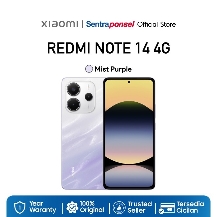 Xiaomi Redmi Note 14 4G Smartphone – 8GB RAM + 256GB, 108MP Kamera, Helio G99-Ultra, 120Hz Display, 5500mAh Akku, Lila