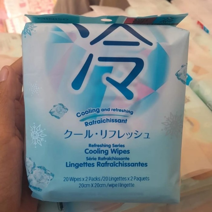 Jual Miniso Cooling Wipes 20 Wipes x 2 Packs 20cm X 20cm Tissue ...