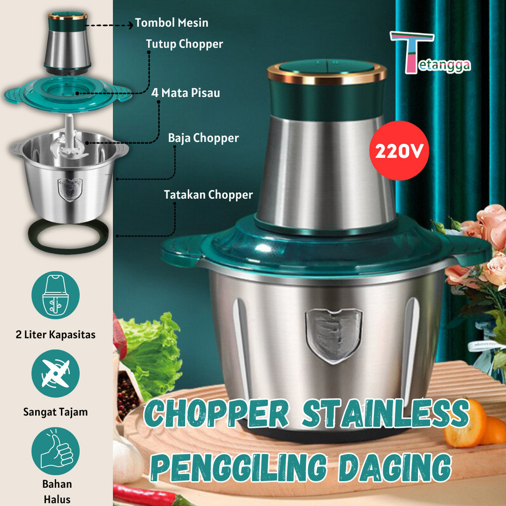 Jual 2L Blender Daging Chopper Stainless Penggiling Daging Multifungsi ...