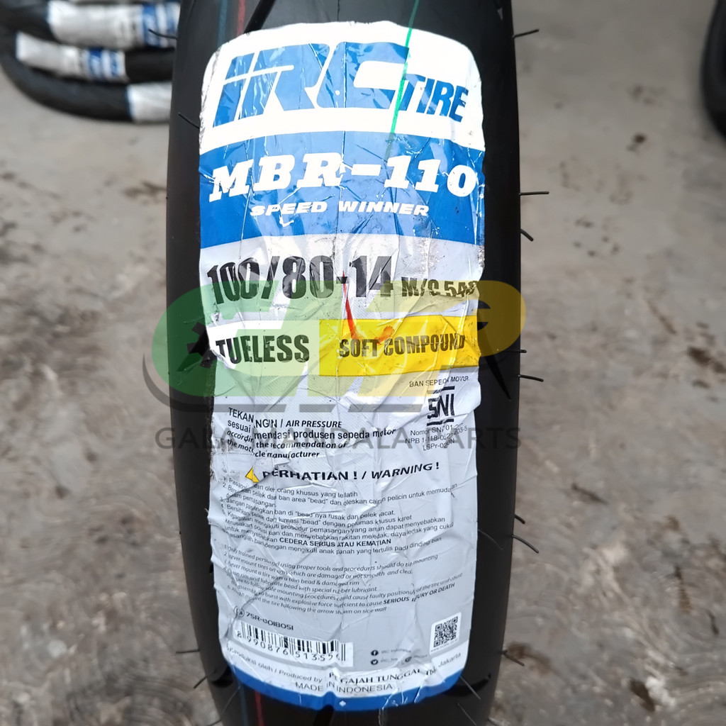 Jual IRC Ban Luar Tire MBR 110 Speed Winner 100/80 Ring 14 Soft ...