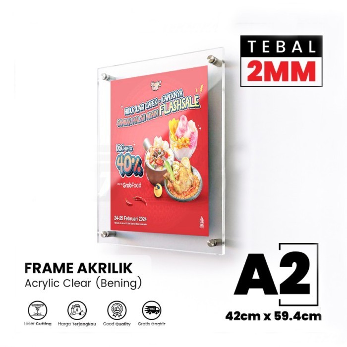 Jual Display Poster Dinding A2 Acrylic Bingkai Frame Brosur Akrilik ...