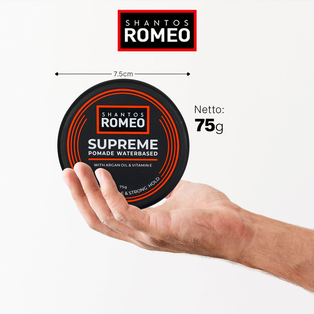 Jual SHANTOS ROMEO Supreme Pomade Waterbased 75GR SYU | Shopee Indonesia