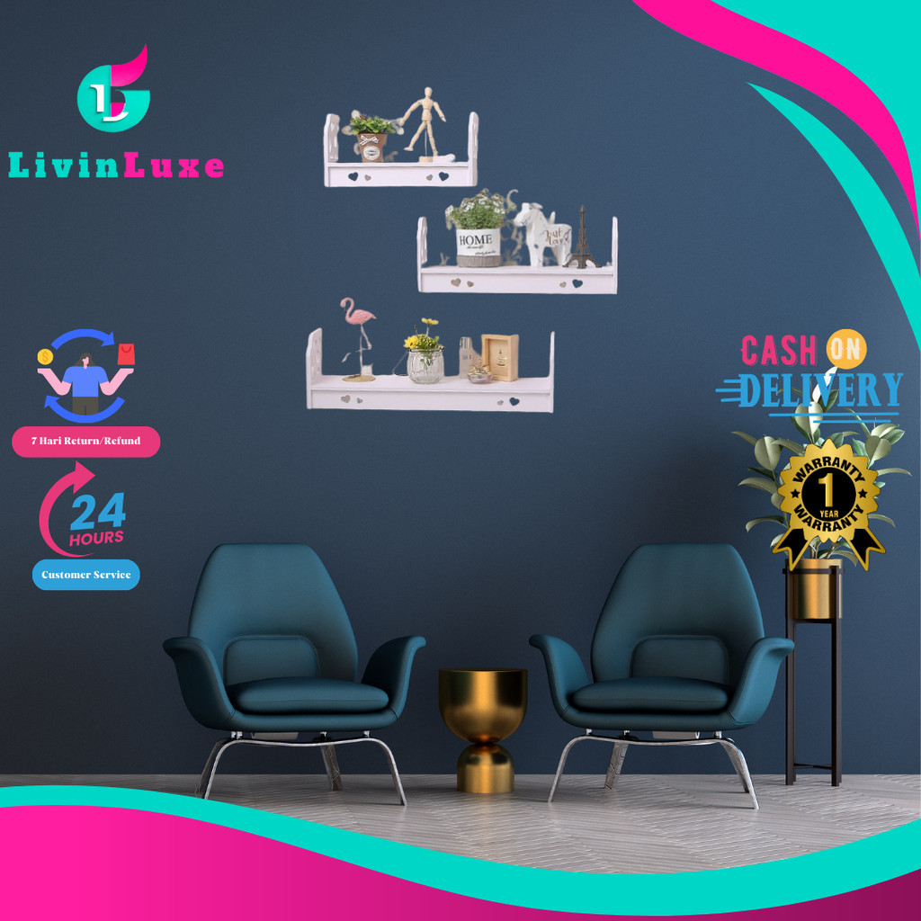 Jual LivinLuxe - Ambalan Dinding Rak Vintage Minimalis 3in1 Serbaguna ...