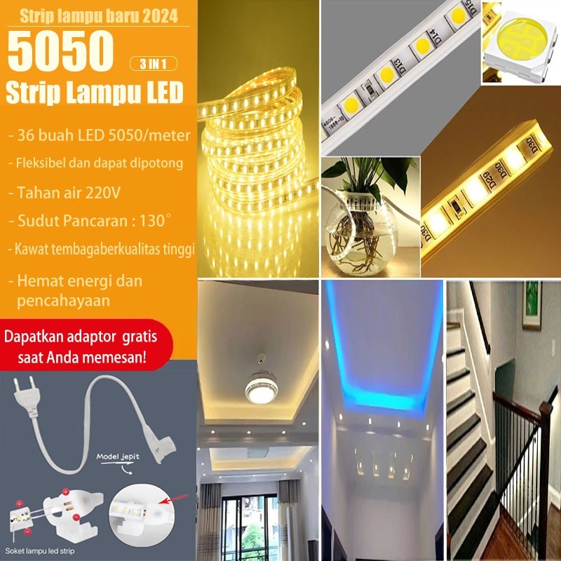 Jual Lampu Led Strip Selang 50503M 5m 10m 20 meter (lampu strip+ Socket ...