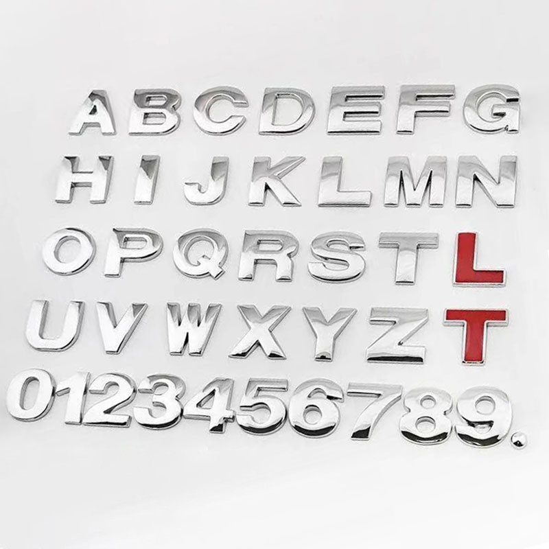 Jual 3D Metal 45mm 25mm Car Letters Alphabet Emblem Numbers Chrome ...