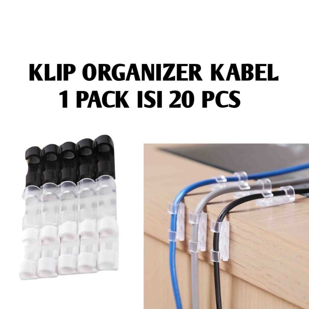 Jual Klip Kabel Penjepit Perapih Klem Clip Tempel Clamp Organizer 20 ...