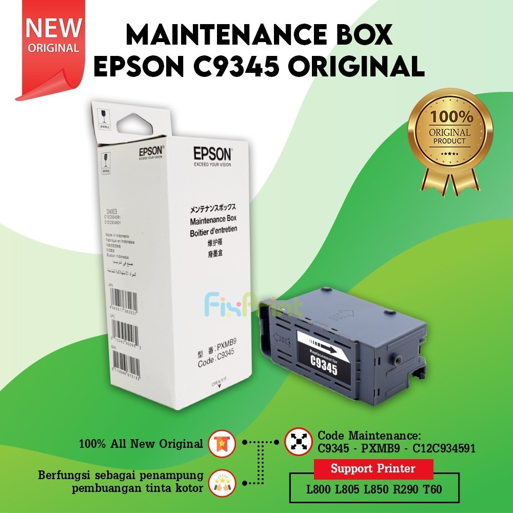 Jual Epson C12c934591 Maintenance Box C9345 Printer L6550 L6580 L15150 New Original Box 8743
