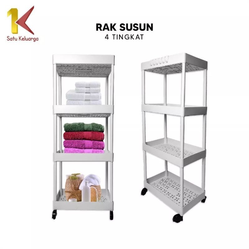 Jual Rak Troli Dorong/ Rak Serbaguna 4 susun / Square Rak Serbaguna ...
