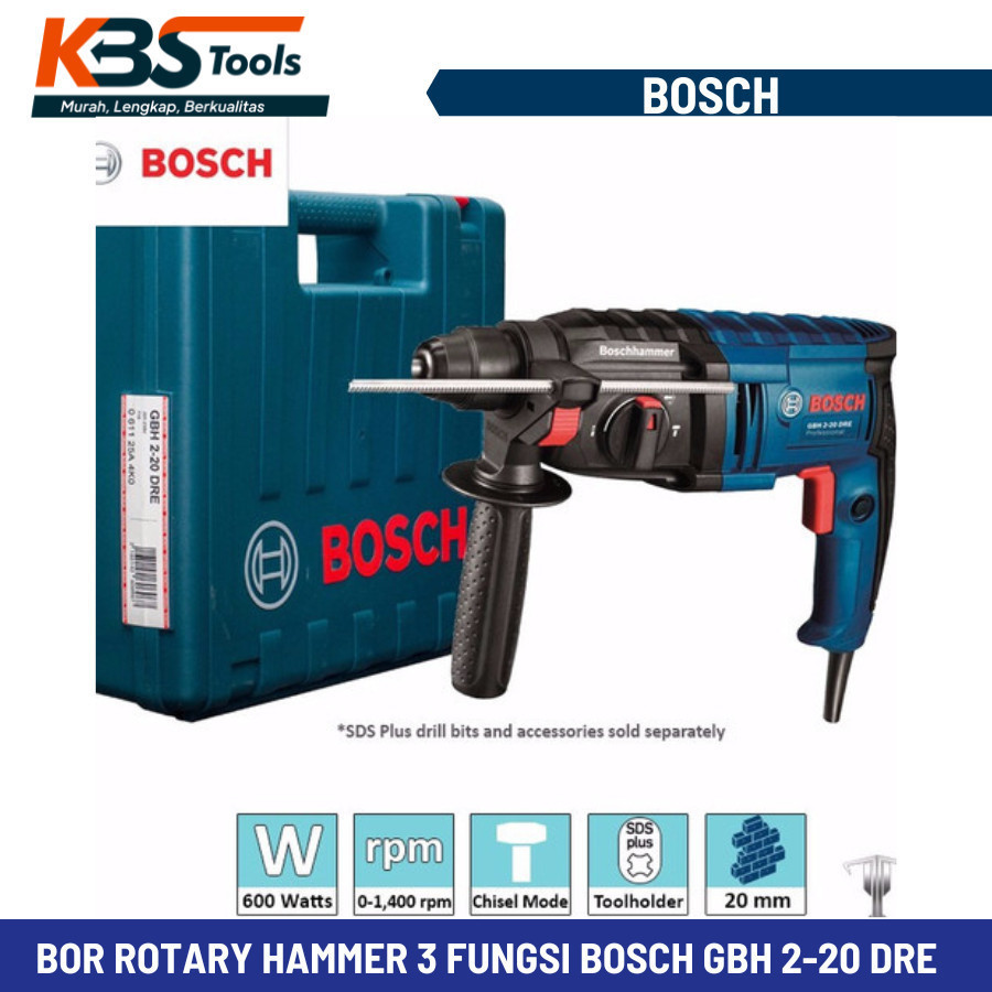 Jual Bor Rotary Hammer BOSCH GBH 2 20 Dre - Bor Bobok Beton 3 Fungsi ...