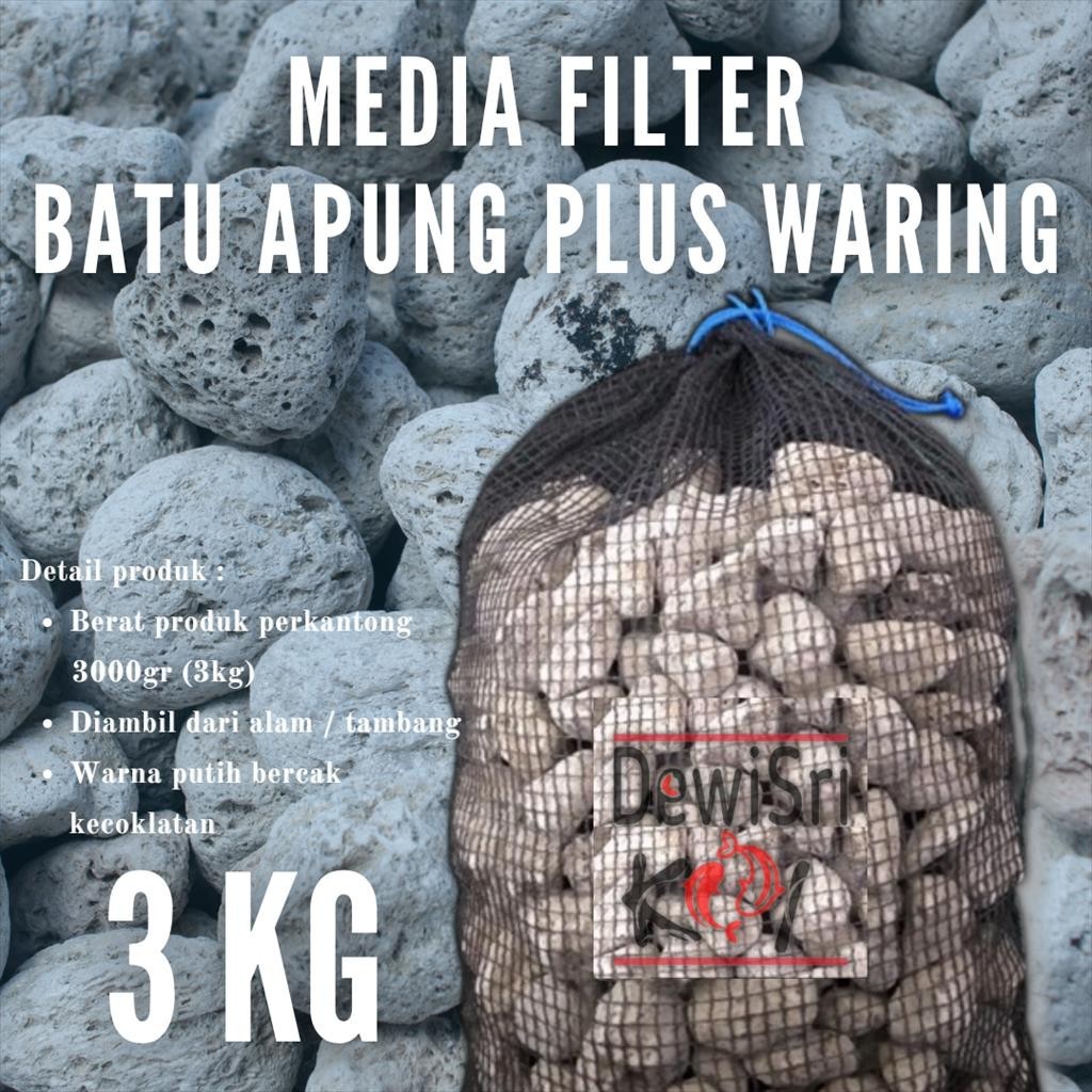 Jual Batu Apung 3Kg Kantung Waring Media Filter Kolam Ikan Aquarium ...