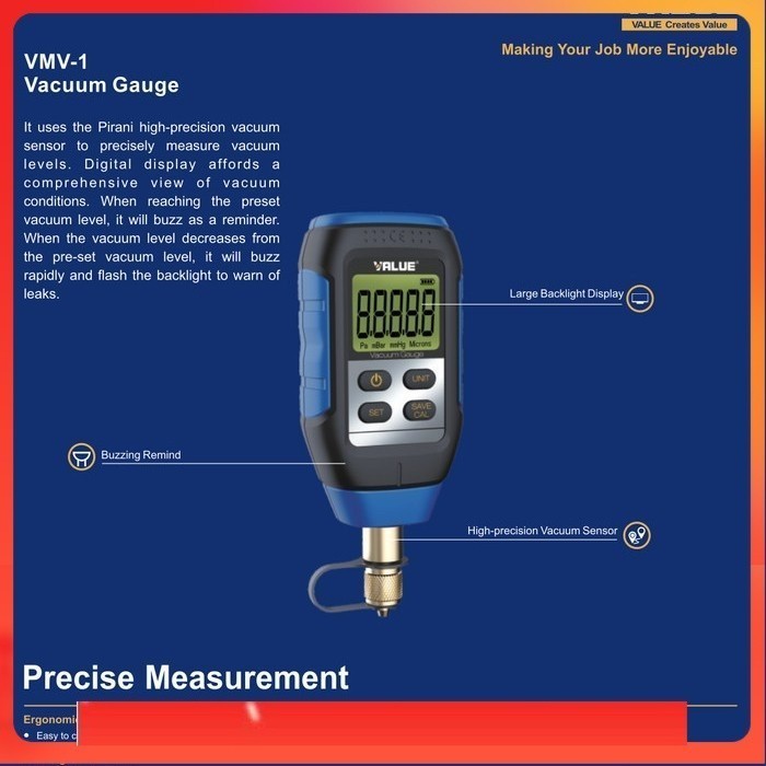 Jual Digital Vacuum Gauge VALUE / Vacuum Pump Digital Value VMV1