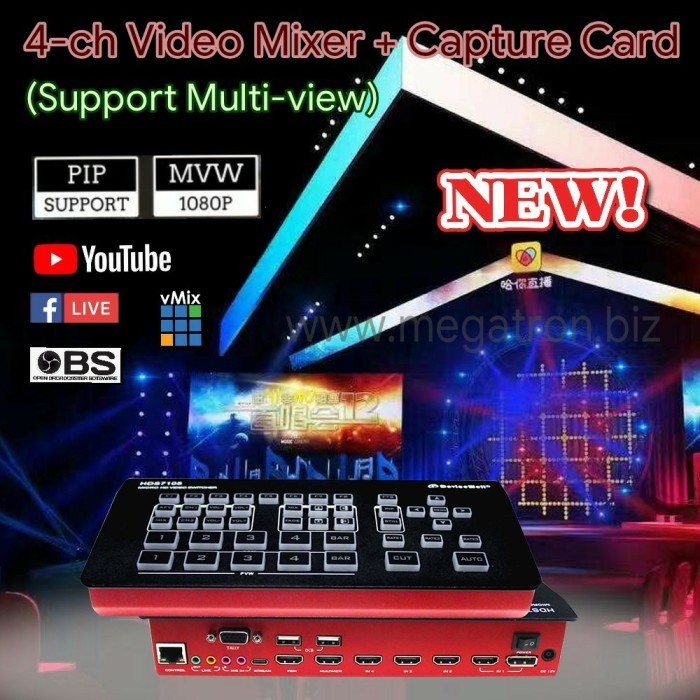 Jual Live Streaming Video Mixer + Capture (4 x HDMI input + 1 DP input ...