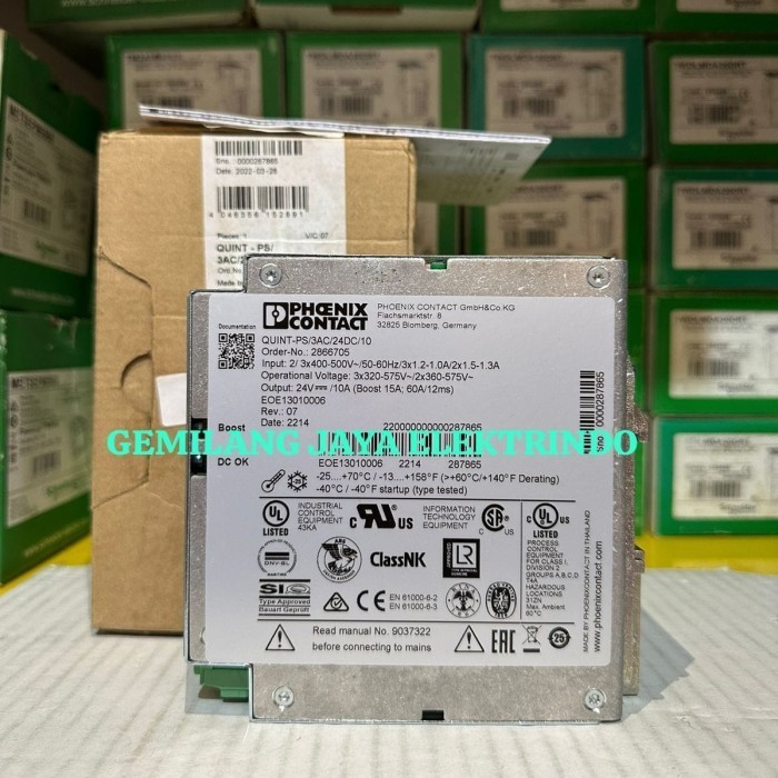Jual POWER SUPPLY PHOENIX CONTACT QUINT-PS/3AC/24DC/10 3 PHASE ...