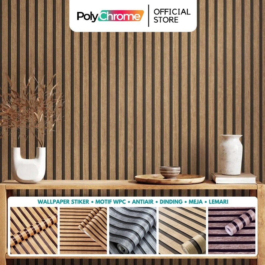 Jual Wallpaper Stiker Dinding Motif WPC Wood Panel Composite Wallpanel ...