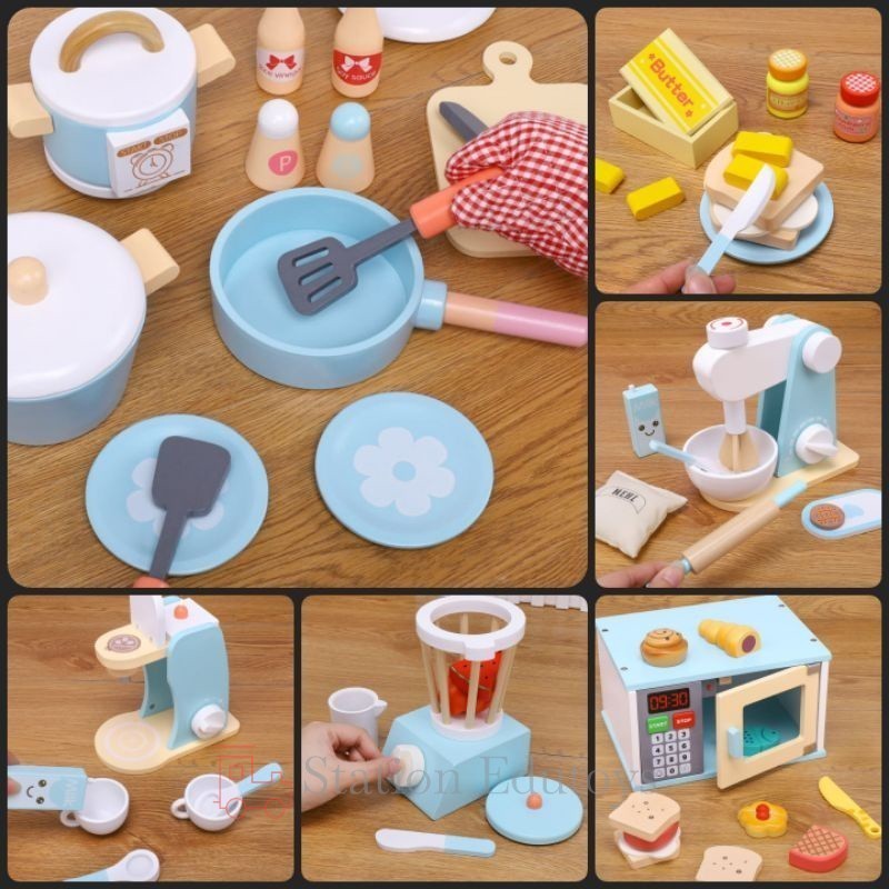 Jual [sta] Mainan Anak Pretend Play Wooden Kitchen set BREAD MAKER and ...