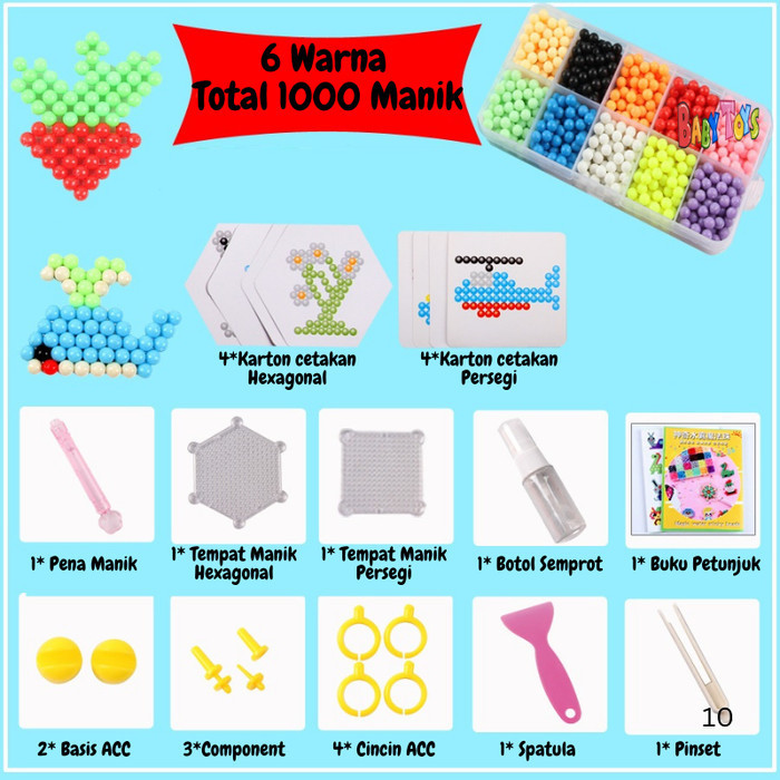 Jual Mainan Manik Manik Anak Beads DIY 3D Kerajinan Edukasi Anak