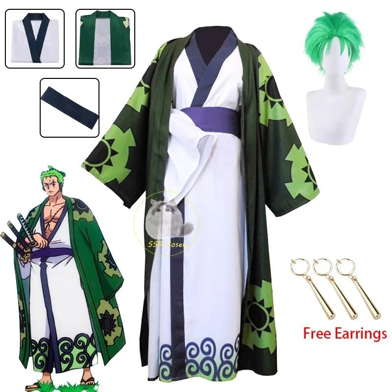 Jual PREORDER Anime Roronoa Zoro Cosplay Costume Wano Kuni Country ...