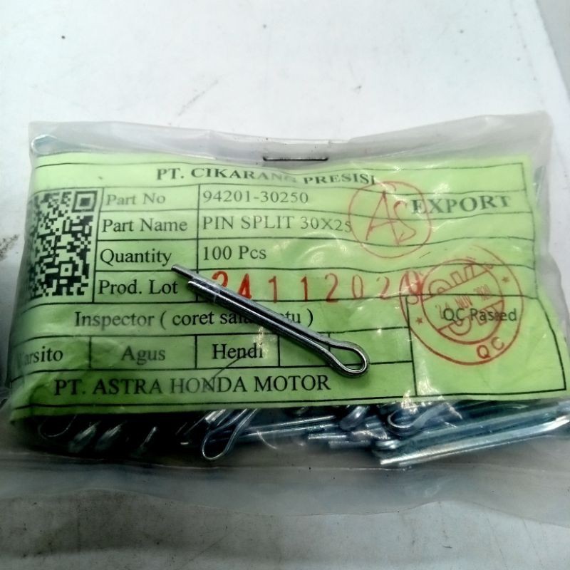 Jual 100pcs PIN SPLIT 30x25 1,6 PAR NO 94201-30250 dan 94201-16180 SPIT ...