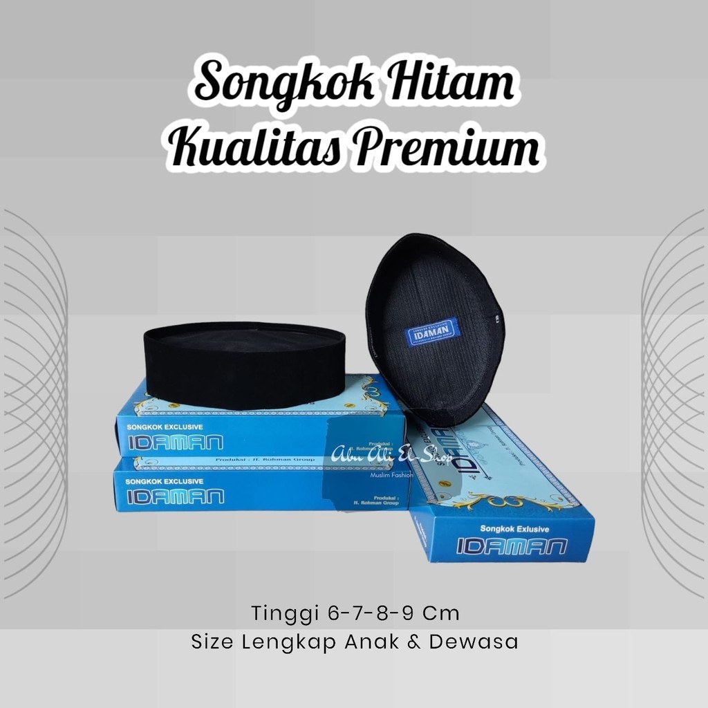 Peci Hitam Polos Ukuran Anak dan Dewasa Harga Murah Kualitas Premium Jahitan Rapih Awet Tahan Air