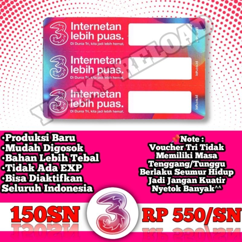 Jual VOUCHER BLANK TRI / VOUCHER KOSONG TRI 1ikat (150SN) | Shopee ...