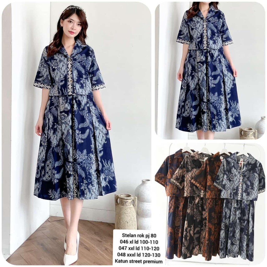 Jual Setelan Rok Batik Premium 046 Jumbo | Shopee Indonesia
