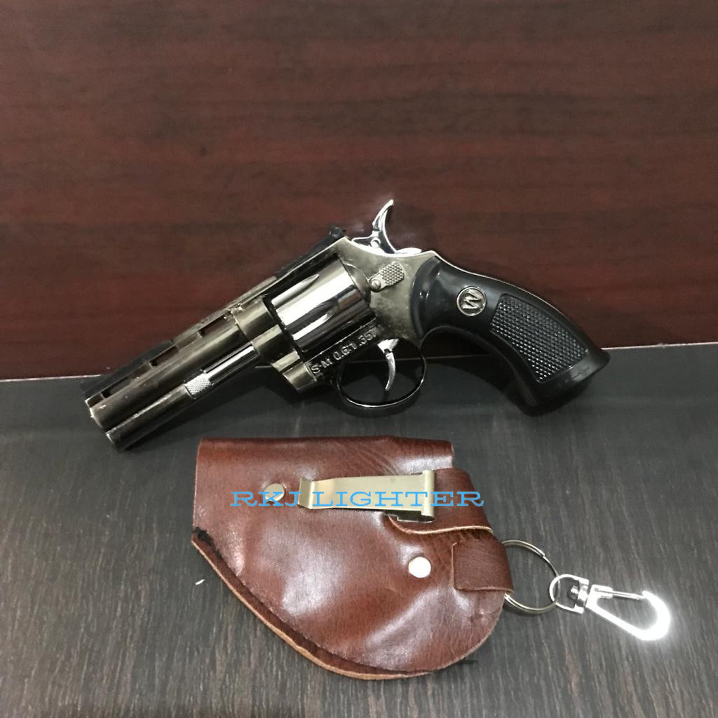 Jual Korek api Pistol Python Revolve m9 Besar Api jet Bara Free sarung ...