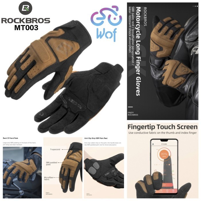 Jual ROCKBROS MT003 Brown Sarung Tangan Sepeda Motor Motorcycle