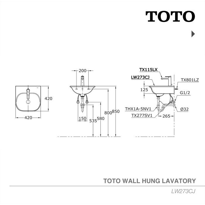 Jual Toto Wastafel Lw273Cj Wastafel - Wastafel Cuci Tangan - Lavatory ...