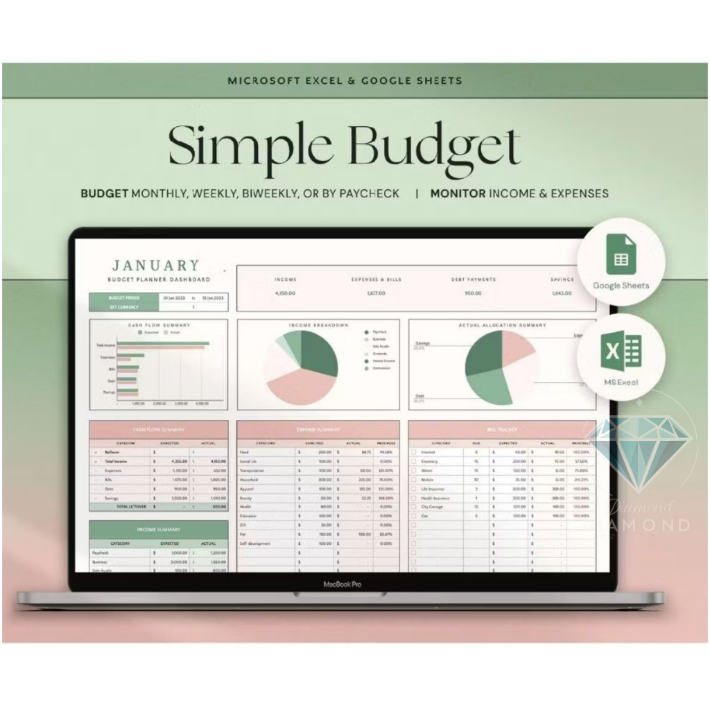 Jual (35) Budget Planner, Budget Spreadsheet Excel, Budget Template ...