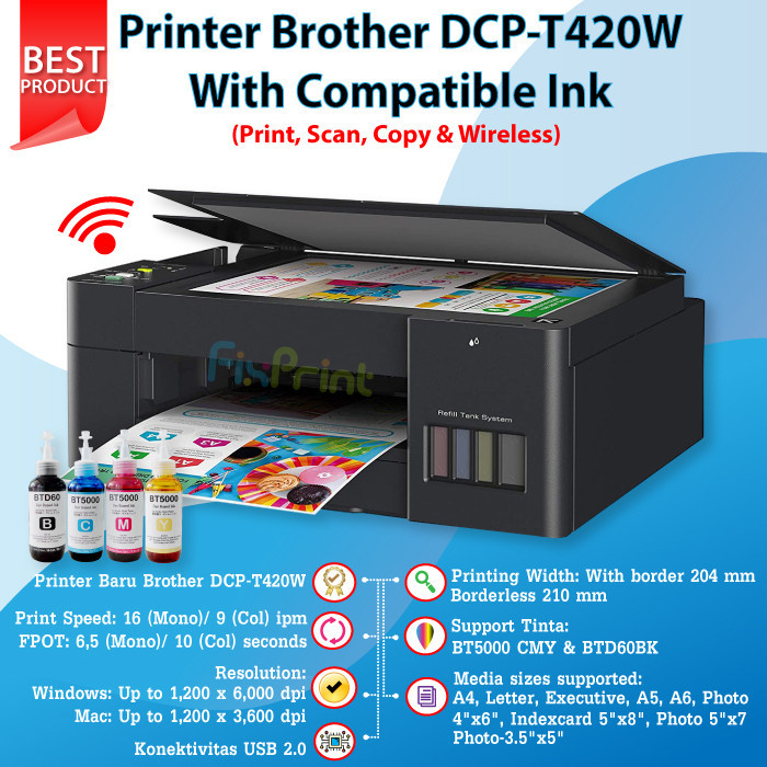 Jual Printer Inktank Brother DCPT420W DCP T420W T420 Ink Tank Multi