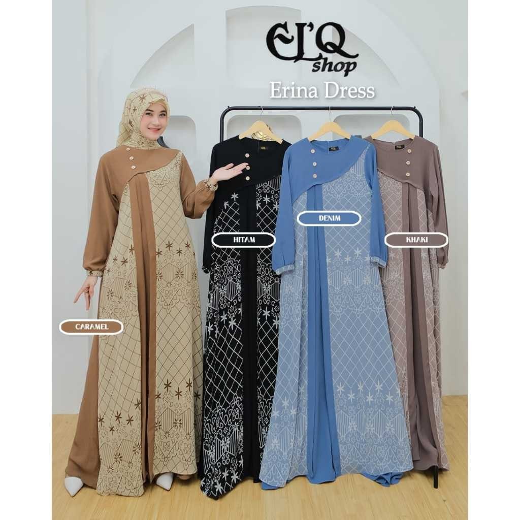 Jual Gamis Wanita Erina Dress Kringkel Airflow Ceruty Babydoll Non