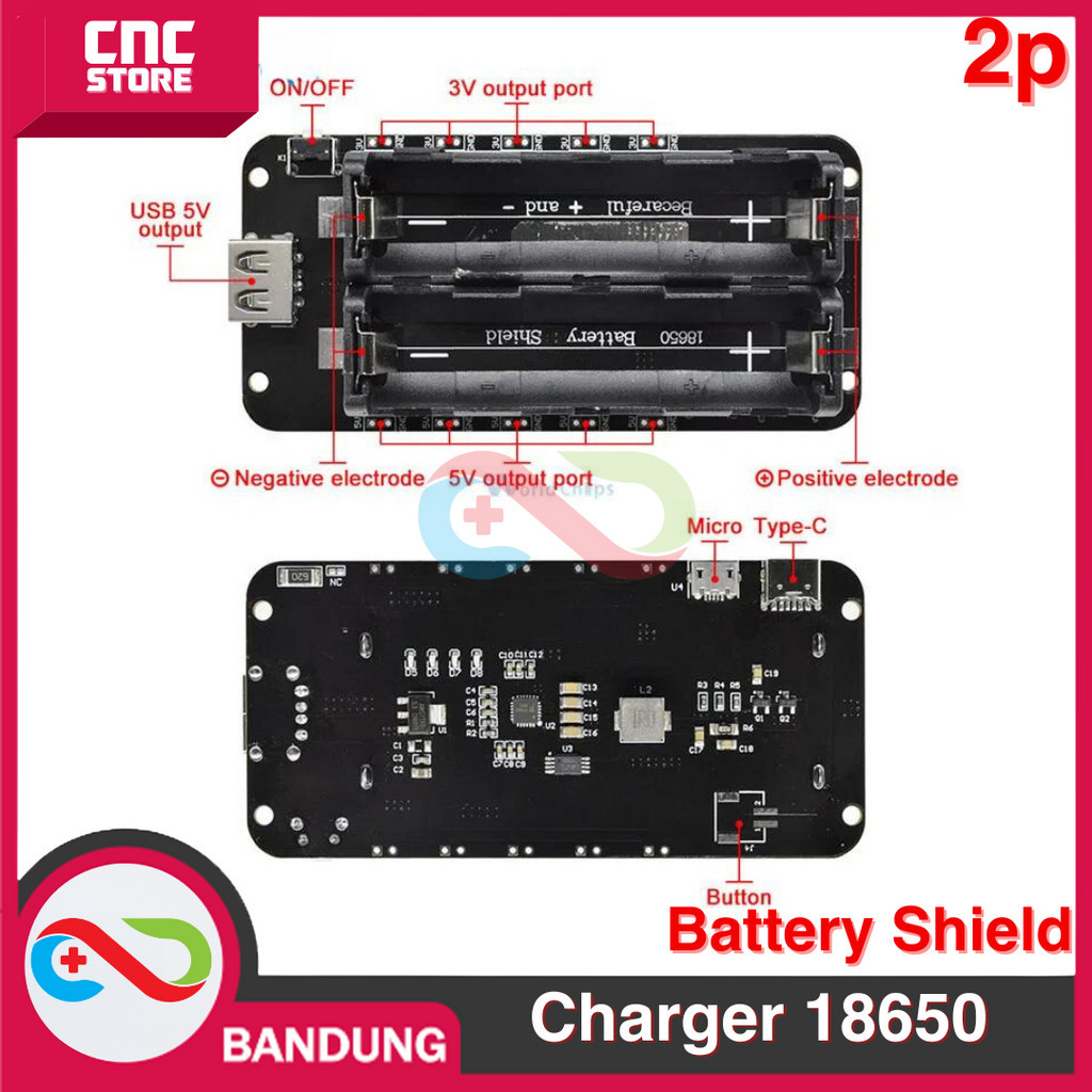 Jual MINI UPS RASPBERRY PI BATTERY SHIELD V3 18650 2P 5V WEMOS ESP8266 ...