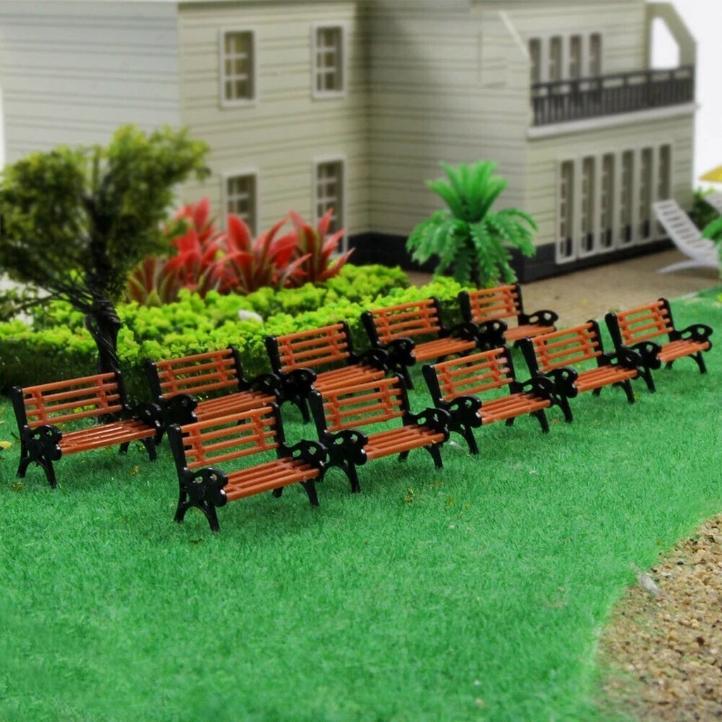 Jual 10pcs Model Park Bench Mini Garden Ornament Miniature Park Bench ...